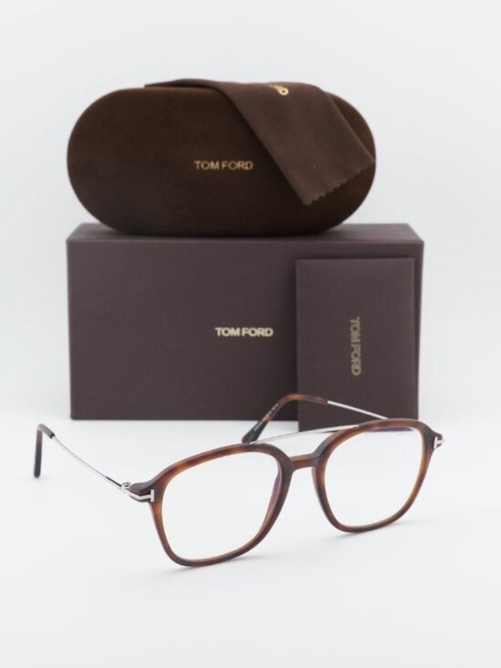 Tom Ford FT5610-B 056 Square Eyeglasses 53mm – Havana / Blue Light Block